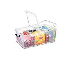 Boîte de rangement en plastique Strata - 50 L - couvercle clipsé - dim int 36 x 59,1 x 21,6 cm
