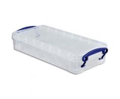 Boîte de rangement en plastique transparent avec couvercle - 0,55 litre - dimensions L22 x H4 x P10 cm
