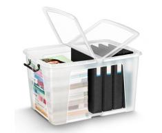 Boîte de rangement en plastique Strata - 65 L - couvercle clipsé - dim int 49,3 x 33,4 x 35,3 cm