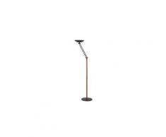 Lampadaire halogène Articulé noir - fût bois teinté merisier