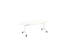 Table de réunion ovale blanche Practika L 200 x P 90 pieds blancs