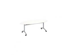 Table de réunion ovale blanche Practika L 200 x P 90 pieds alu