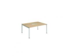 Table de réunion chêne clair Arko pieds blanc