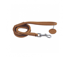Laisse marron en cuir rond pour chien Chapuis Sellerie Diamètre 13 mm Longueur 1,22 m