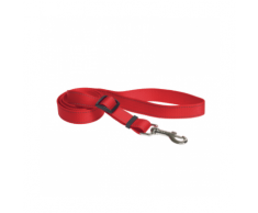 Laisse sangle rouge nylon pour chien avec coutures réfléchissantes Chapuis Sellerie Largeur 25 mm Longueur 1,20 m