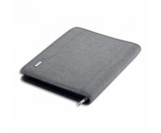 Conférencier Juscha Lazio tissu - 36 x 28,5 x 5 cm - avec bloc-notes et mécanisme amovible 4 anneaux - gris