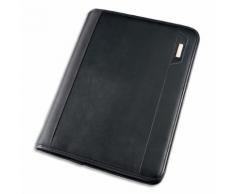 Conférencier Juscha Trento imitation cuir - 36 x 28,5 x 5 cm - avec bloc-notes et mécanisme amovible 4 anneaux - noir
