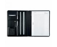 Conférencier Juscha Cremona cuir - 32 x 25 x 2 cm - avec bloc-notes et pochettes multiples - noir