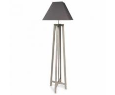 Lampadaire en bois avec abat-jour gris H 155 cm SQUARE