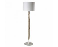 Lampadaire en bois et coton blanc H 184 cm ARCHIPEL