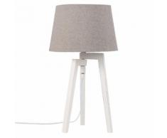 Lampe trépied blanc abat-jour taupe
