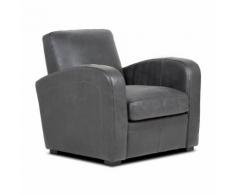 Fauteuil de salon en croûte cuir noir