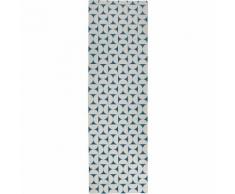 Tapis de couloir en vinyle bleu et blanc 60x200cm