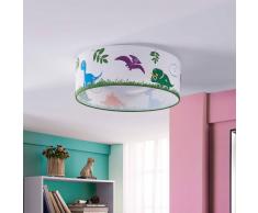 Lampenwelt.com Dinoland - plafonnier chambre d'enfant, tissu, LED - LAMPENWELT.com