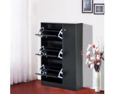 Armoire meuble à chaussures multi-rangements 3 abattants et 5 casiers double niveau 80L x 24l x