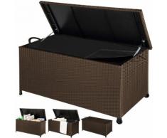 Coffre boîte de rangement en polyrotin Malle stockage jardin terrasse - Brun