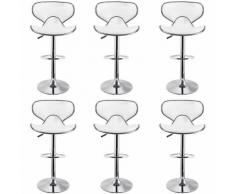 Lot de 6 Tabouret de Bar, Chaise de bar en Simili cuir Pivotant Blanc