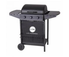 Barbecue à gaz 3 brûleurs mobile 2 roues - L 55 x l 104 x H 98