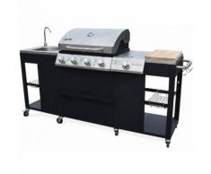 Barbecue au gaz D'Artagnan cuisine extérieure 5 brûleurs évier planche thermomètre ustensiles