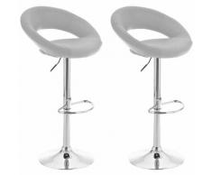 Lot de 4 Tabouret de bar blanc en Simili cuir Cuir PU Hauteur Réglable 85-105cm pour Bar Comptoir