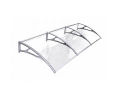 Auvent porte abris de jardin marquise moderne polycarbonate 270 x 90 cm gris et transparent