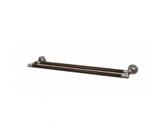 Porte serviette mural double barre / Couleur: nickel brossé et bois / Référence: *00980