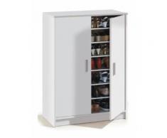 Armoire à chaussures ADEL avec 2 portes et 6 étageres ( 30 paires ), coloris blanche - Dim : 101 x