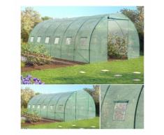 Grande serre de jardin tunnel 7 arceaux Pro galvanisé 18m² 6x3x2m verte