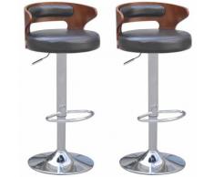 vidaXL Tabouret de bar 2 pcs avec cadre en bois Cuir synthétique Noir