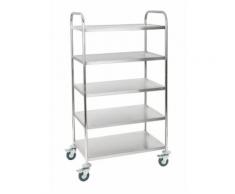 Chariot de service cuisine professionnel inox 5 étages max 320 kg
