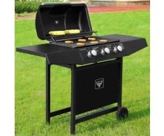 Barbecue à gaz / BBQ El Toro® avec 3 brûleurs roues acier jardin grillades