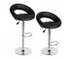Tabouret de bar lot de 8 en cuir artificiel avec poignée réglage en hauteur 82cm -102cm Noir