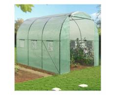 Serre de jardin tunnel 6m² verte en acier galvanisé