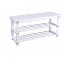 Meuble à chaussures banc banquette étagère armoire blanc 90 cm