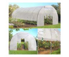 Grande serre de jardin tunnel toutes saisons 18 m² 180gr/m² blanche transparente