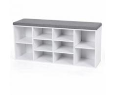 Banc Armoire Étagère Meuble à chaussures Banquette de rangement avec coussin pour l'entrée en Bois