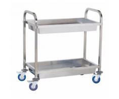 Chariot de service cuisine professionnel inox 2 bacs max 320 kg