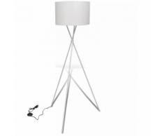 vidaXL Lampe de sol à long trépied Blanc