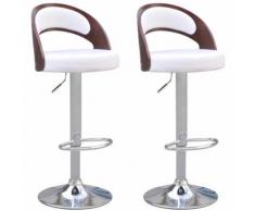 vidaXL Tabouret de bar 2pcs avec cadre en bois Cuir synthétique Blanc