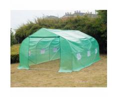 Serre tunnel de jardin 4,5 x 3 x 2 m grande taille 6 fenêtres vert 20