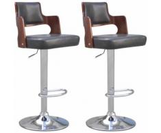 vidaXL Tabouret de bar 2 pcs Siège carré Cuir synthétique Noir