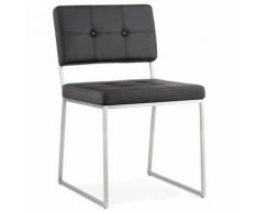 Chaise design capitonnée 'LEON' en matière synthétique noire