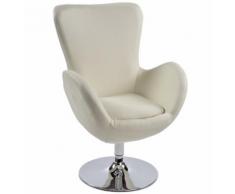 Fauteuil à oreilles pivotant 'DOMUS' crème en matière synthétique