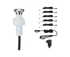 Paulmann 93695 Outdoor Plug&Shine Kit encastrés extérieur MicroPen II, 5x0,22W, (incl. driver), IP67, 3000K, Acier inoxydable