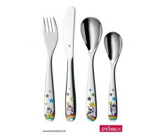 WMF Couverts pour Enfant 3-9 Ans Licorne 4 pièces en Acier Inoxydable Cromargan Poli Passent au Lave-Vaisselle, Acier, Argent (Silver), 21.3 x 15.5 x 2.5 cm