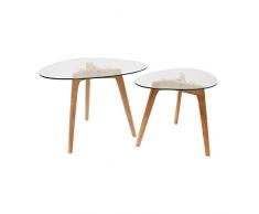 THE HOME DECO FACTORY Tables Gigognes Galet-2 Pcs, Bois, 60 x 45 x 43 cm