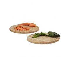 Relaxdays 10022153_303 Petit-déjeuner Set de 2 30 cm découper Planche de Service Ronde, Bambou, Naturel, 30 x 30 x 2 cm