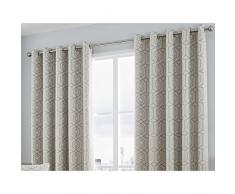 Curtina Camberwell géométrique Entièrement doublé Rideaux à œillets - Argenté (116,8 cm de Large x 137,2 cm de Hauteur)