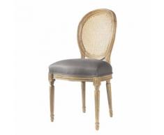 Chaise médaillon en lin et chêne massif taupe Louis