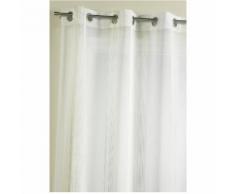 Voilage fantaisie à rayures verticales tissées Blanc 155 x 260